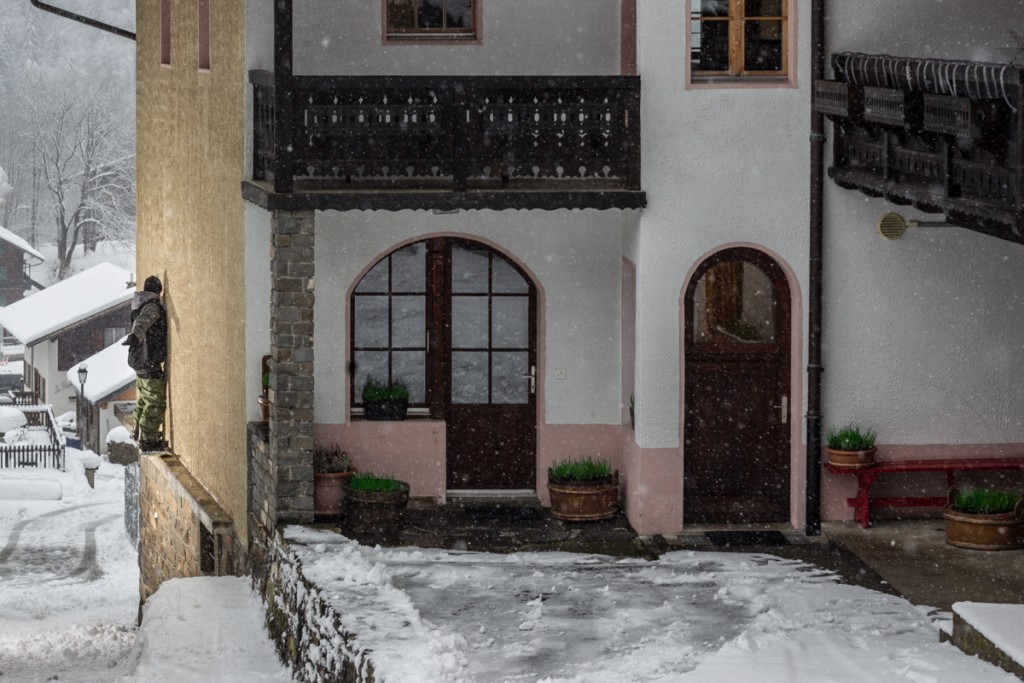 Fred Couderc at one of many unlikely spots in Valais. © Thierry Sermier